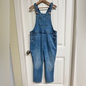 Old Navy Light Wash Light Distressed Slouch Overalls. Size 18